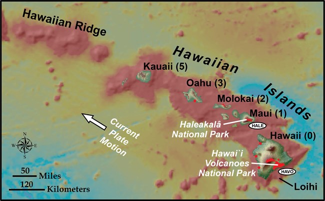 map of hawaii hotspot chain of volcanoes