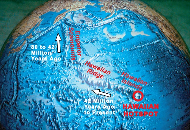 seafloor map of northern pacific showing hot spot track