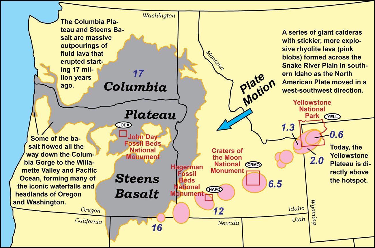 map of columbia plateau and snake river plain volcanic features