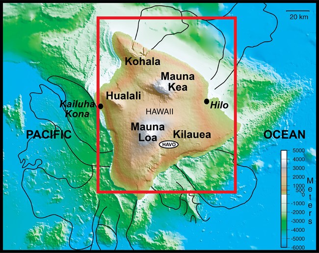 map of hawaii with elevation color ramp