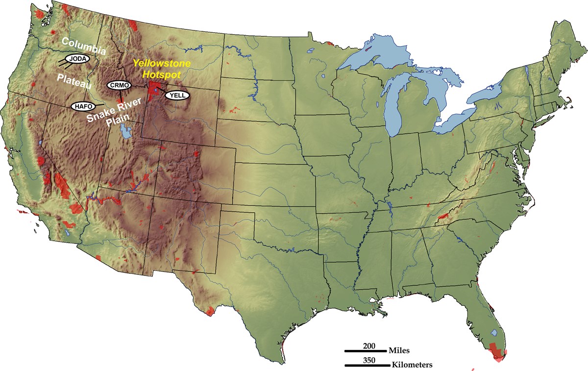 Yellowstone National Park Volcano Map Continental Hotspot - Geology (U.s. National Park Service)