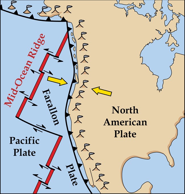 map of north america showing west coast faults 40 million years ago
