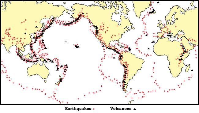 world map earthquakes and volcanic activity