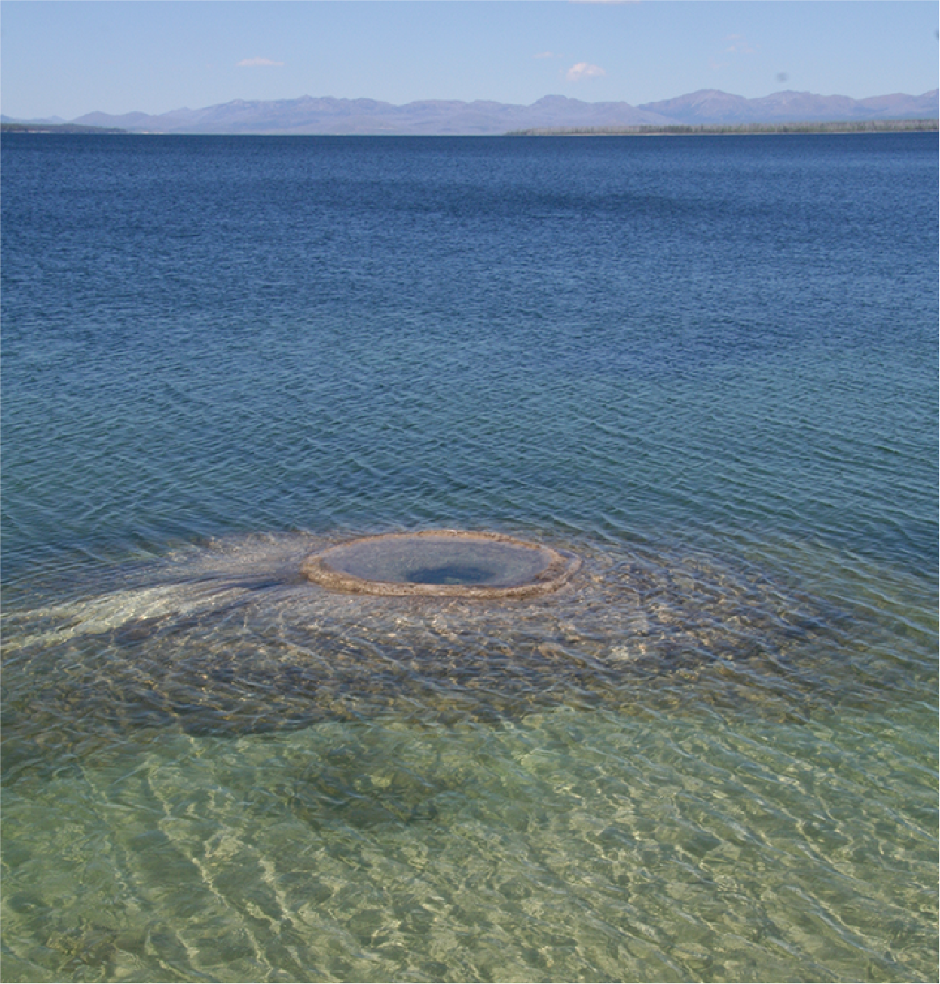 yell hydrotherml featue fishing cone@10x hot spring near the edge of yellowstone lake