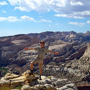 person on scenic rock formation