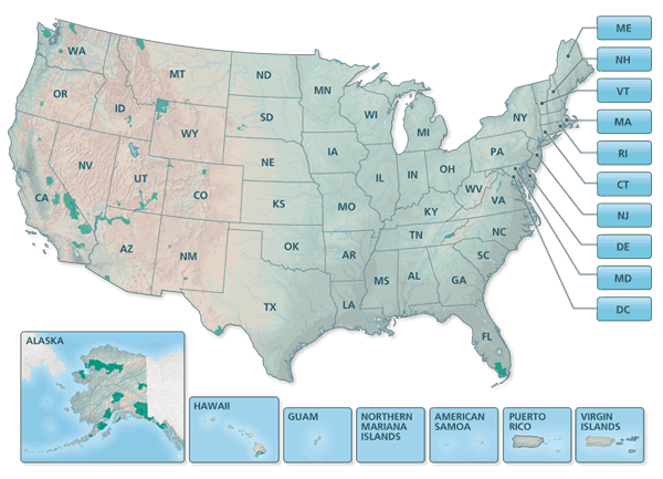 Map of US states and territories