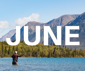 word June over background of fisherman