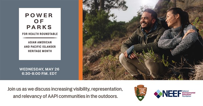 Power of Parks for Health May Roundtable image of visitors taking a break from hiking while resting on a hill