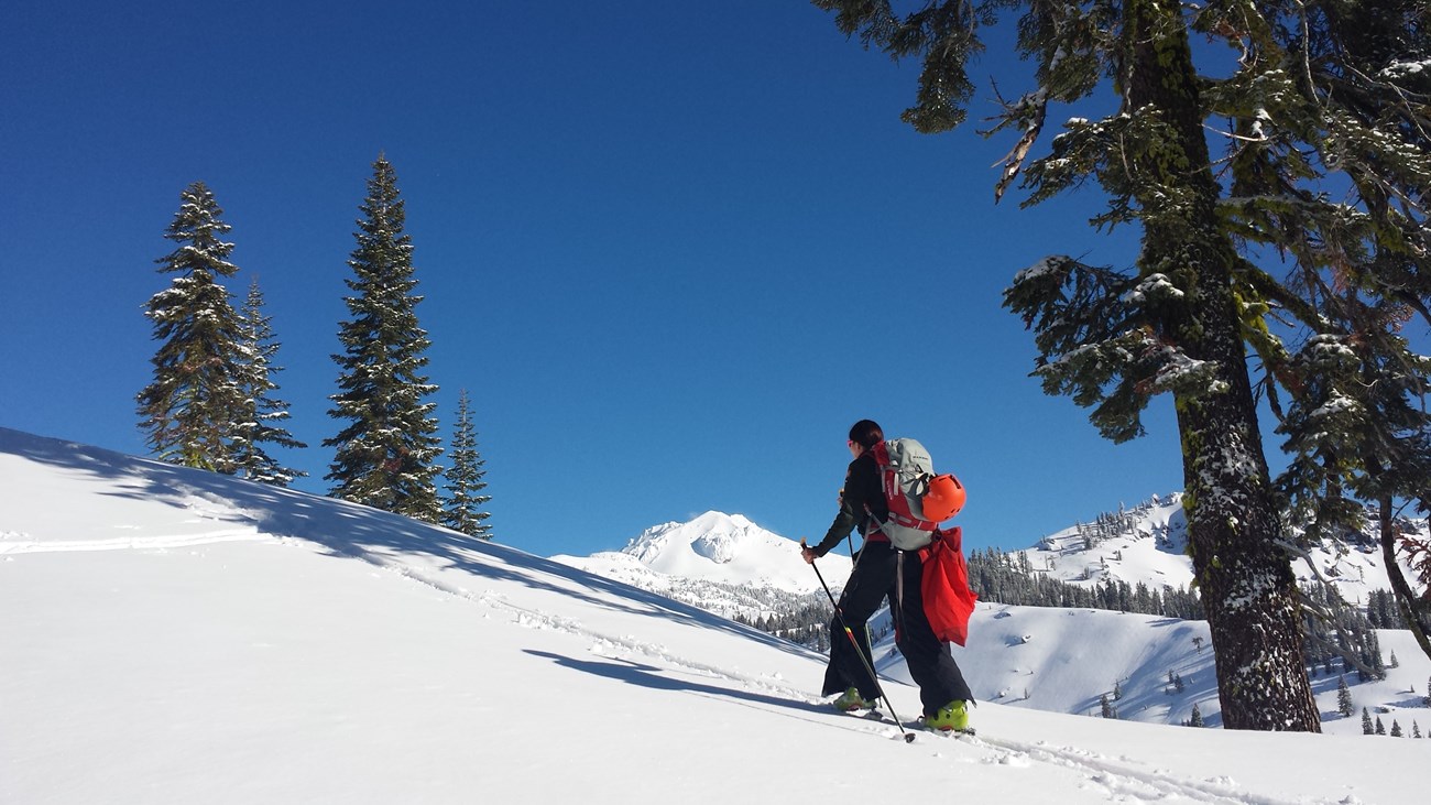 Cross country skier at Lassen Volcanic National Park