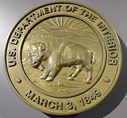 Seal of the US Department of the Interior, featuring a bison