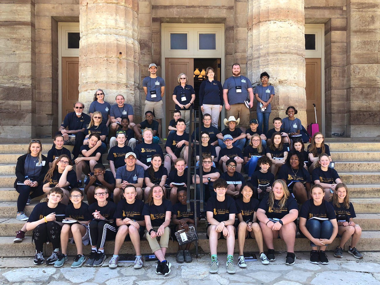 LEAD youth group on the steps of the Old State Capitol in Springfield, IL