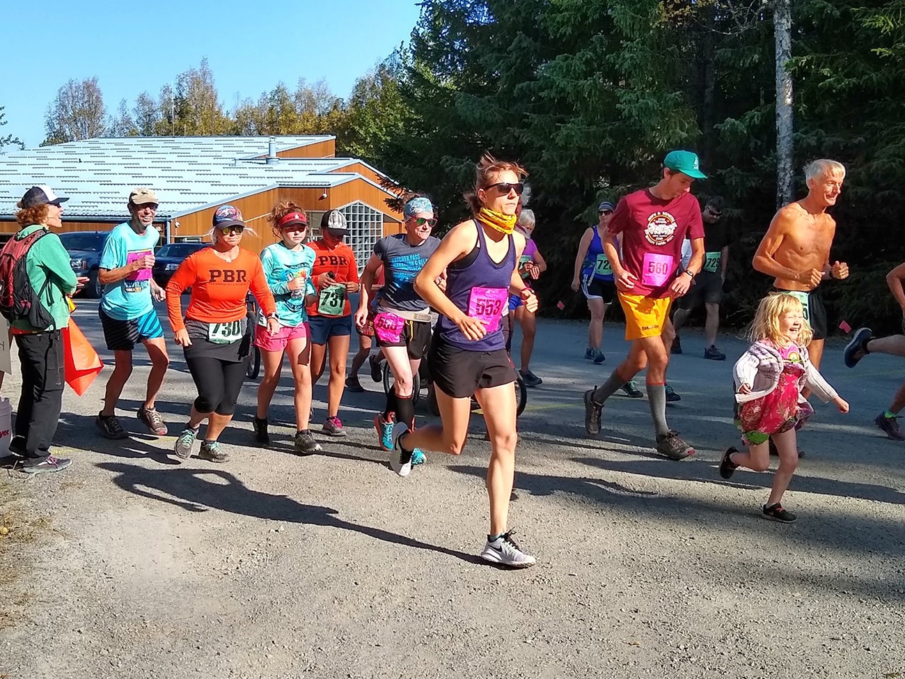 Racers set off from the starting line during the Mineshaft Grinder 2019 in Hope, Alaska