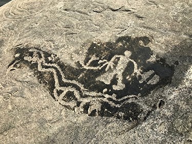 Petroglyph depicting a human figure near Safe Harbor along the Susquehanna River in Pennsylvania