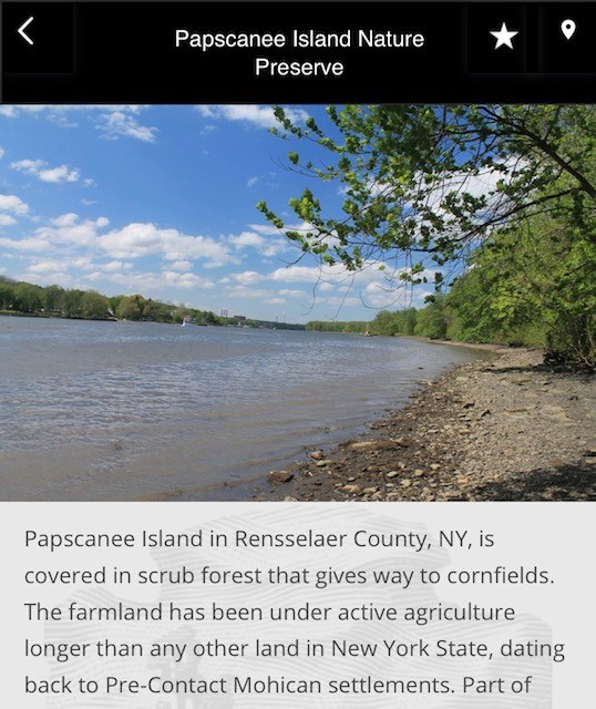 screenshot of Paspacanee Nature Preserve, shallow river and rocky river bank