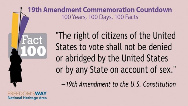 A fact with purple background about freedom's way heritage area.