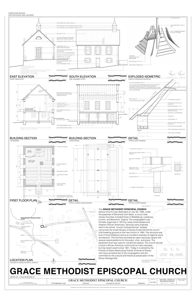 Click to see the Historic American Buildings Survey documentation of Grace Methodist Episcopal Church (HABS VA-1553) Measured drawing of Grace Methodist Episcopal Church (HABS VA-1553)