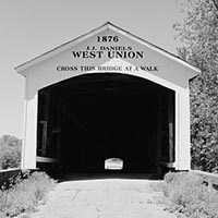 Black & white photo of West Union Bridge entrance
