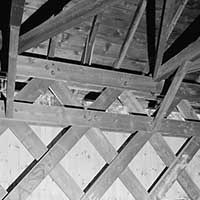 B&W photo showing detail of Brown Bridge truss