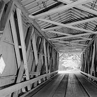 B&W photo showing detail of California Powder Works Bridge Truss