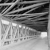 B&W photo showing detail of Eldean Bridge truss