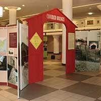 Recreated bridge portal as entrance to covered bridges exhibit