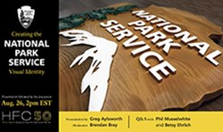 HFC50 Identity Teaser Image A brown arrowhead with white letters that read National Park Service