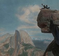 NPS History Collection 1 Overlooking nature’s grandest scenery with Half Dome from Glacier Point, Yellowstone National Park, 1915. Colored lantern slide.
