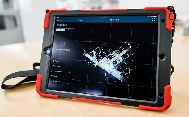 iPad with Matterport scan
