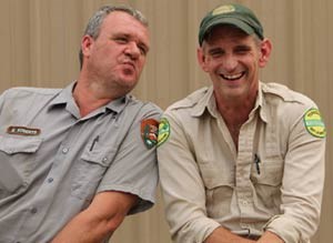 lt= Two men, one from NPS and the other from a Tennessee department, in a candid moment.