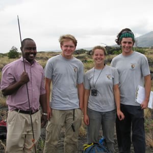 Bernard Ngoru from Mount Kenya National Park, stands with staff from Hawaii Volcanoes National Park.