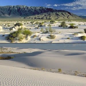 lt= Cuatrocienegas National Park (top) and White Sands National Park (bottom) show the similarities between both parks.