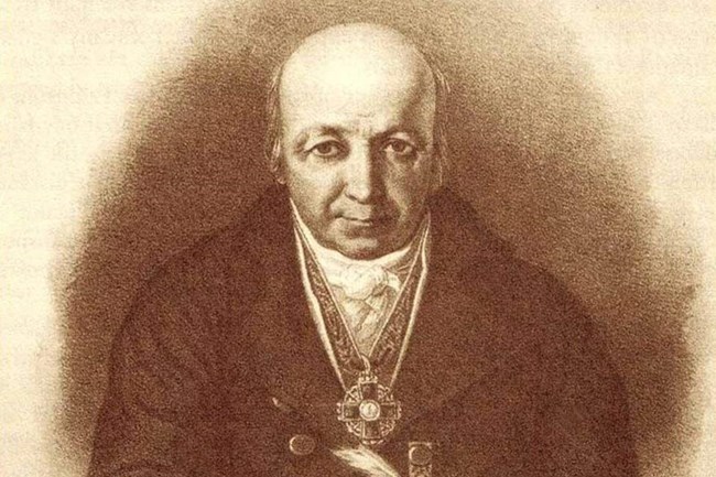 lt= Alexandr Andreyevich Baranov, painting by Mikhail T. Tikhanov, 1818
