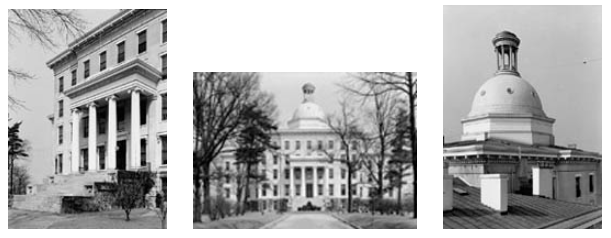 portico, front elevation, and main dome of school