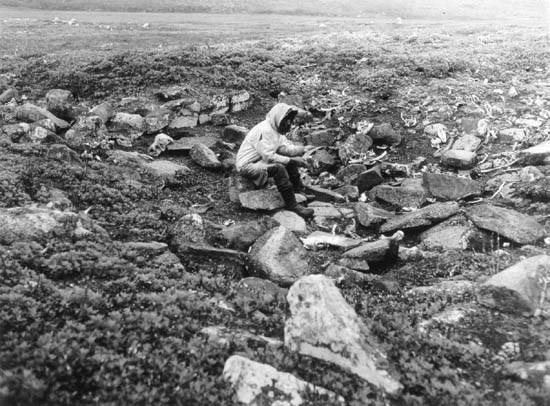 house pit at Ayveghyaget in 1965 House pit at Ayveghyaget in 1965