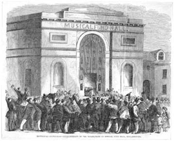 engraving entitled "Republican Convention Announcement of the Nominations at Musical Fund Hall"