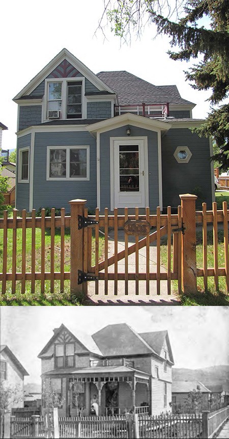100000914-Crump-Howard-House-current-historic One and a half story wood from Queen Anne building constructed on a stone foundation, steeply pitched roof with lower cross gables.