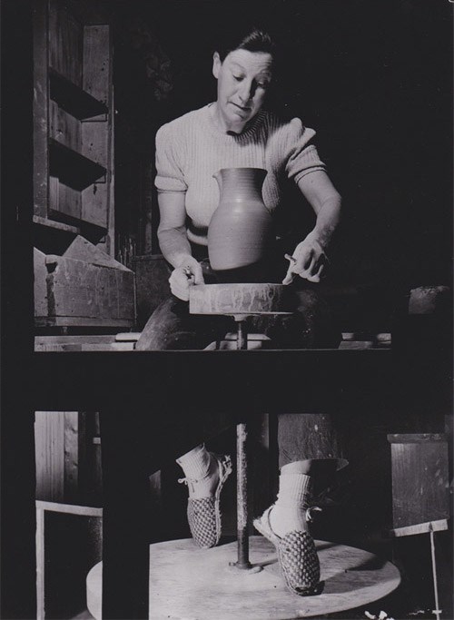 Marguerite Wildenhain at her pottery wheel