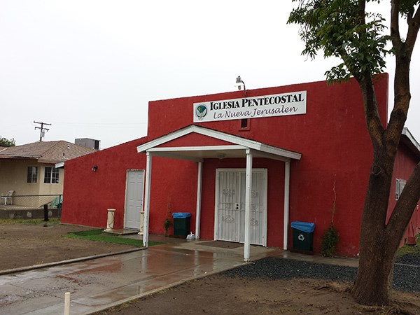 National Farm Workers Association Headquarters, Delano, California single story red building