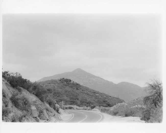 Winding road leading up a mountain