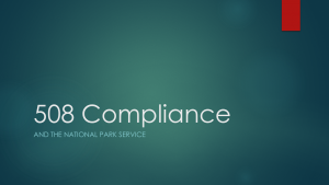 508 Compliance and the National Park Service 508 Compliance and the National Park Service