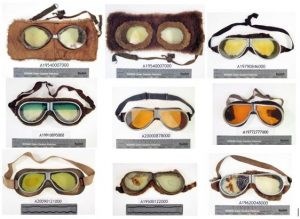 Nine pair goggles with different color lens, two pair have fur time and lining.
