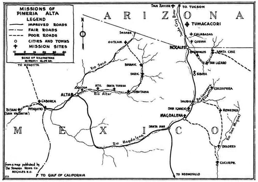 Map of the Sonoran Missions