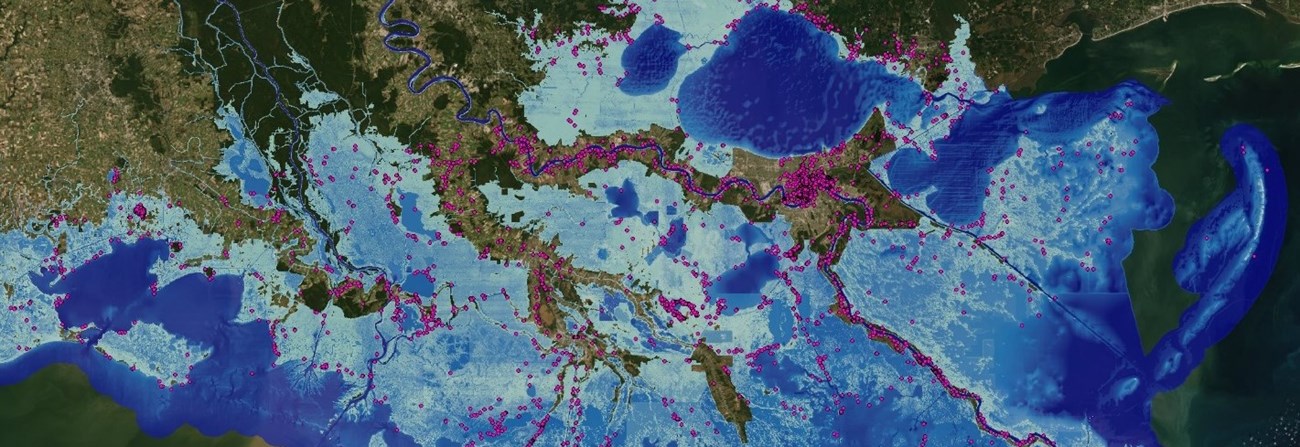 Archeological sites in the Coastal Zone and a 1′ increase in sea levels.