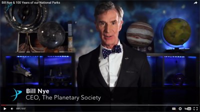 Bill Nye, spokesperson and CEO of The Planetary Society, supports 100 Years of our National Parks and the importance of dark skies
