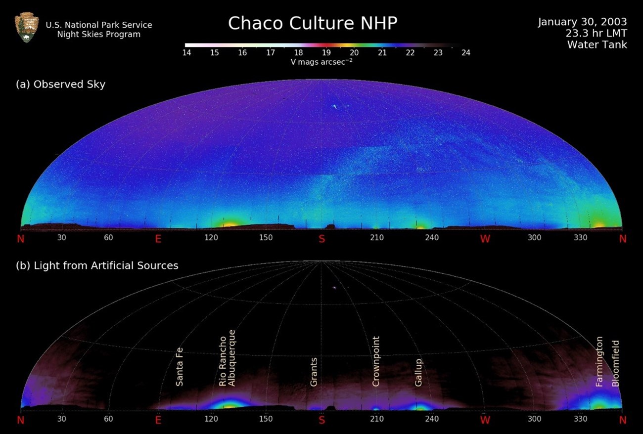 CHCU Fig 4 night sky image of natural and artificial light at Chaco Canyon