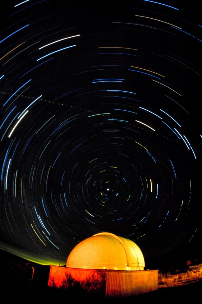 Chaco Observatory Star trails above Chaco Canyon observatory