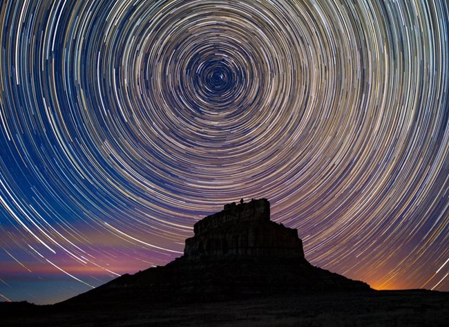 Fajada Butte at Night_Star Trails2 Star trails over Fajada Butte, Chaco Canyon