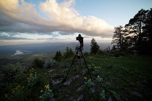 Mosaic Camera1 camera on tripod in the field