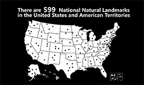 a black and white map of the united states with dots all over indicating the 599 landmarks