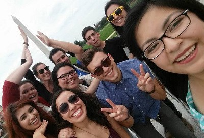 Latino Youth on National Mall Group of young people posing in front of Washington Monument